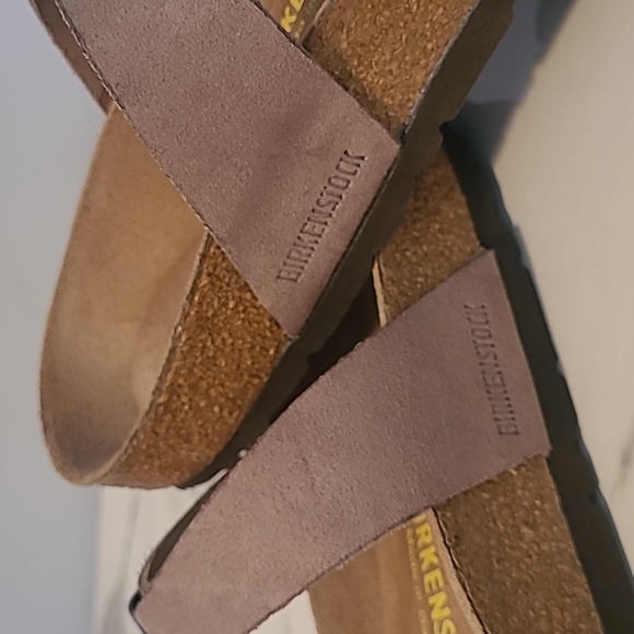 Birkenstock Mayari Taupe Tan Leather Thong Strappy Sandals W8 M6 Boho Casual - Picture 8 of 12